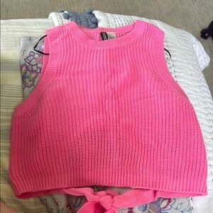 Bright Pink Knit Top with bow in back